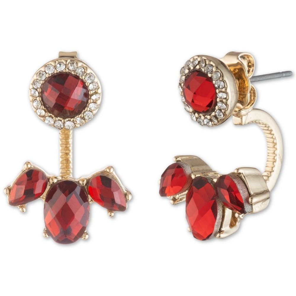 Pavé & Stone Front-and-Back Earrings